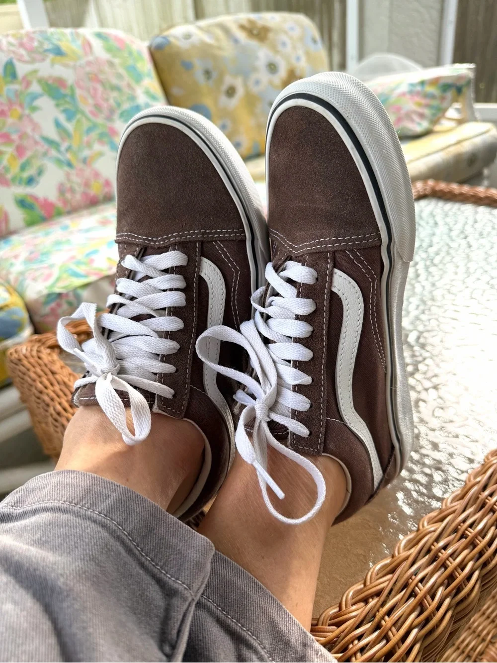 Vans Brown Suede Canvas Old Skool Sneakers 7.5 Skate Low Top Classic Streetwear - Picture 16 of 16